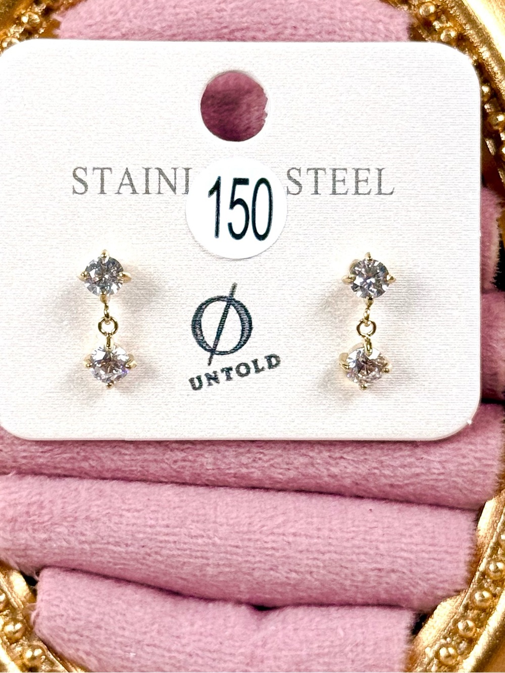 #150 Tiny Stainless Steel Drop Earrings Gold Plated